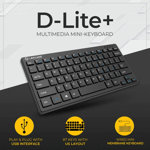 D-Lite - Blk 87 Key Mini Multimedia Keyboard