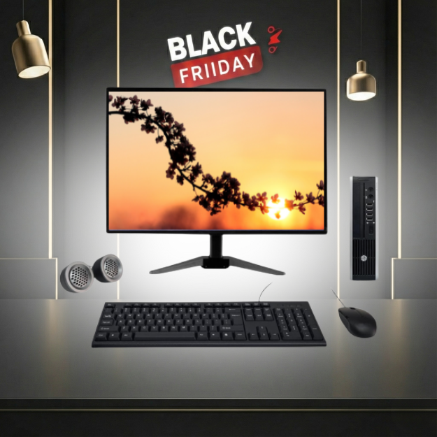 HP Compaq Elite 8300 USFF All-in-One Desktop Computer Set | Intel i5-3rd Gen | 19" HD LED Monitor | Wired KB & Mouse | Speakers | Wi-Fi | Win 10 Pro | Refurbished