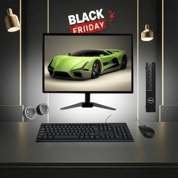 Dell OptiPlex 3080 Mini PC All-in-One Desktop Computer Set | Intel i5-10th Gen | 19" HD LED Monitor| Wired KB & Mouse | Speakers | Wifi | Win 11 Pro | Refurbished