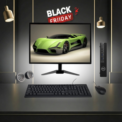Dell OptiPlex 3080 Mini PC All-in-One Desktop Computer Set | Intel i5-10th Gen | 19" HD LED Monitor| Wired KB & Mouse | Speakers | Wifi | Win 11 Pro | Refurbished