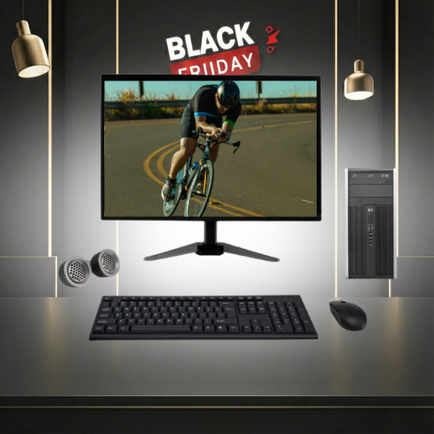 HP Compaq 6300 Micro Tower All-in-One Desktop Computer Set | Intel i3-3rd Gen | 19" HD LED Monitor | Wired KB & Mouse | Speakers | Wi-Fi | Win 10 Pro | Refurbished