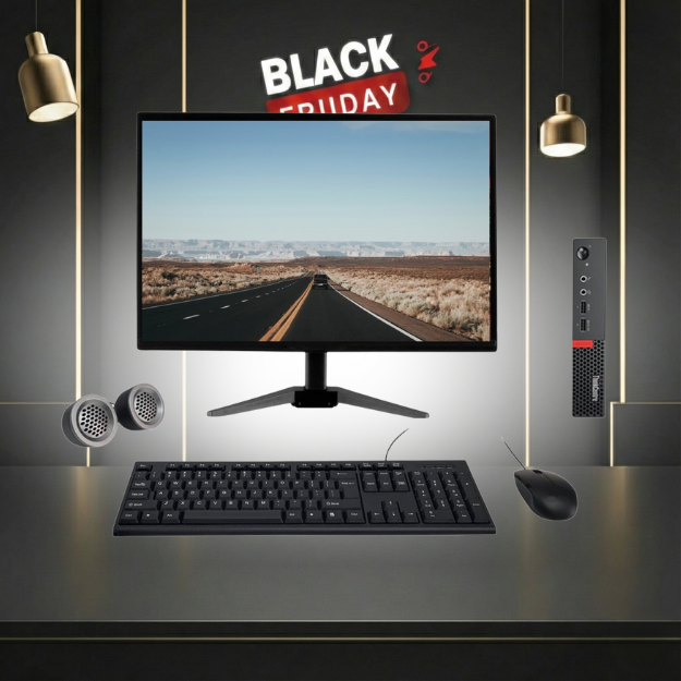 Lenovo ThinkCentre Tiny All-in-One Desktop Computer Set | Intel i5-7th Gen | 19" HD Monitor | Win 11 Pro | Refurbished