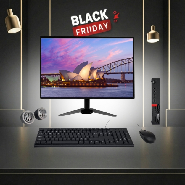 Lenovo ThinkCentre M910 Tiny All-in-One Desktop Computer Set | Intel i5-6th Gen | 19" HD Monitor | Win 11 Pro | Refurbished