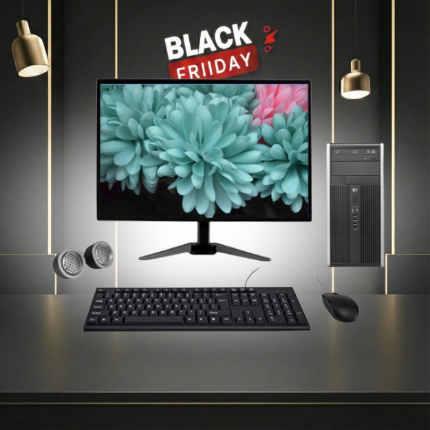 HP Compaq 6300 Micro Tower All-in-One Desktop Computer Set | Intel i5-3rd Gen | 19" HD LED Monitor | Wired KB & Mouse | Speakers | Wi-Fi | Win 10 Pro | Refurbished