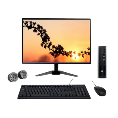 HP Compaq Elite 8300 USFF All-in-One Desktop Computer Set | Intel i5-3rd Gen | 19" HD LED Monitor | Wired KB & Mouse | Speakers | Wi-Fi | Win 10 Pro | Refurbished