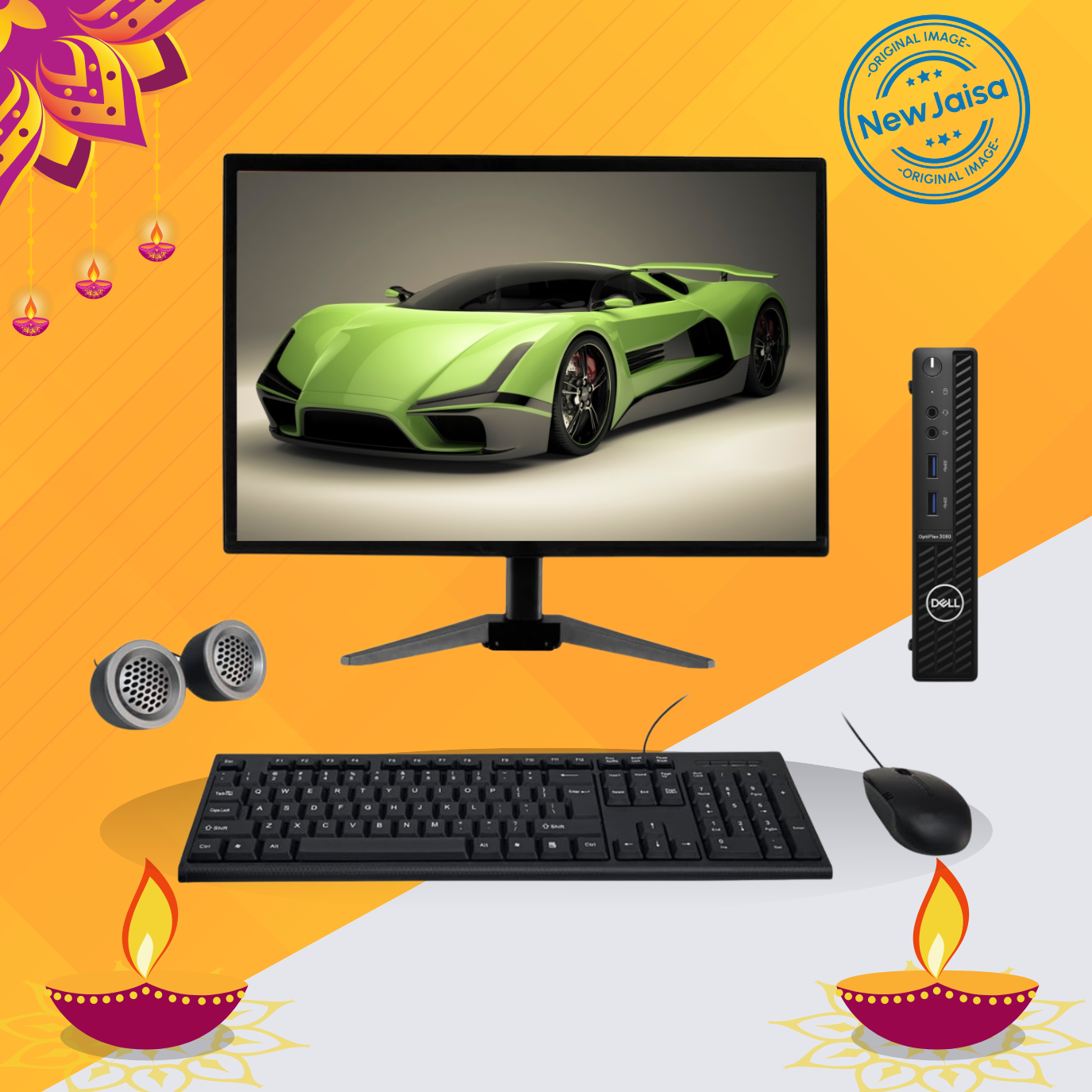 Dell OptiPlex 3080 Mini PC All-in-One Desktop Computer Set | Intel i5-10th Gen | 19" HD LED Monitor| Wired KB & Mouse | Speakers | Wifi | Win 11 Pro | Refurbished