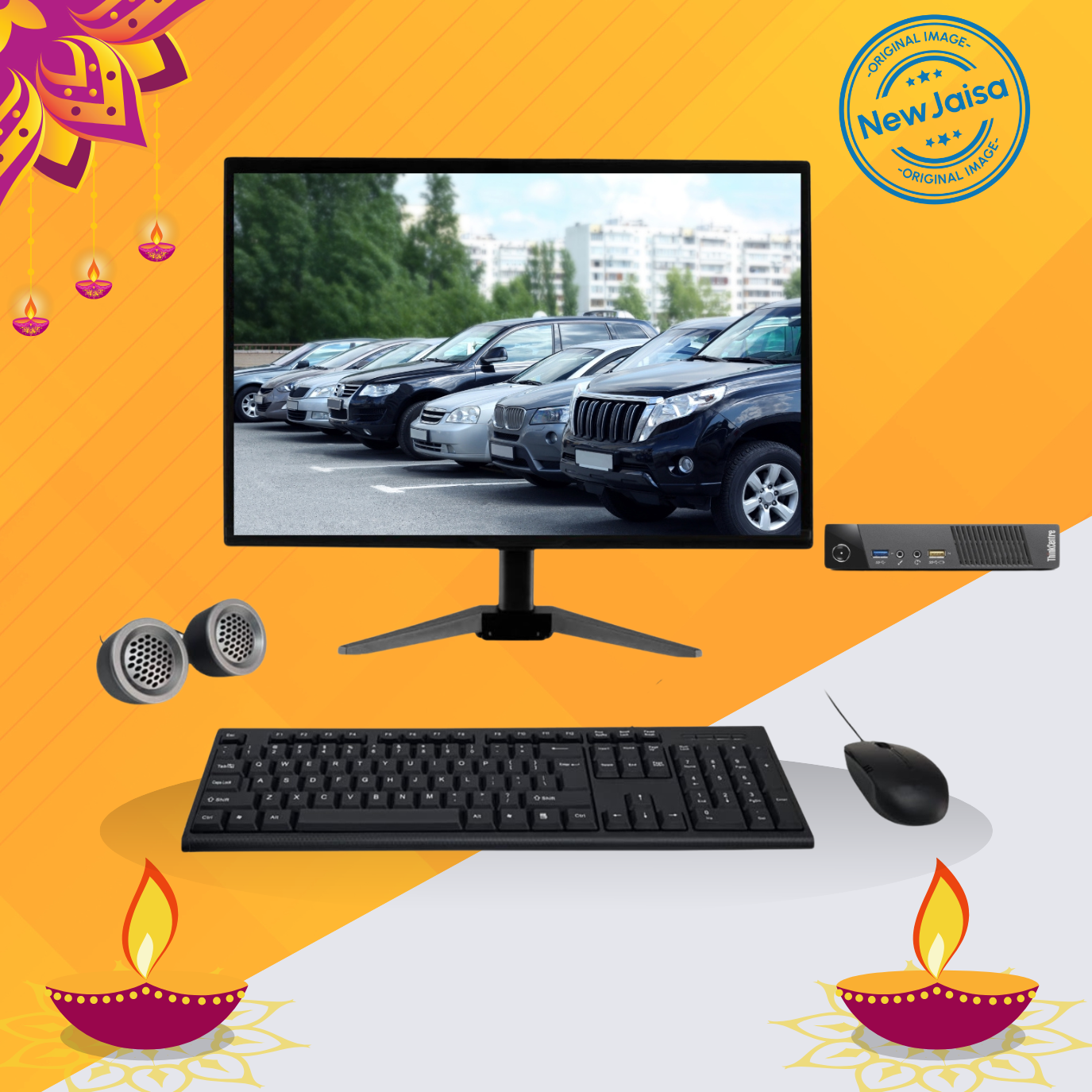 Lenovo ThinkCentre M93p Mini PC All-in-One Desktop Computer Set | Intel i5-4th Gen | 19" HD Monitor | Win 10 Pro | Refurbished