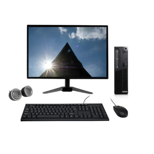 Lenovo ThinkCentre M73 SFF All-in-One Desktop Computer Set | Intel i3-4th Gen  | 22" HD LCD Monitor | Wired KB & Mouse | Speakers | Wi-Fi | Win 10 Pro | Refurbished