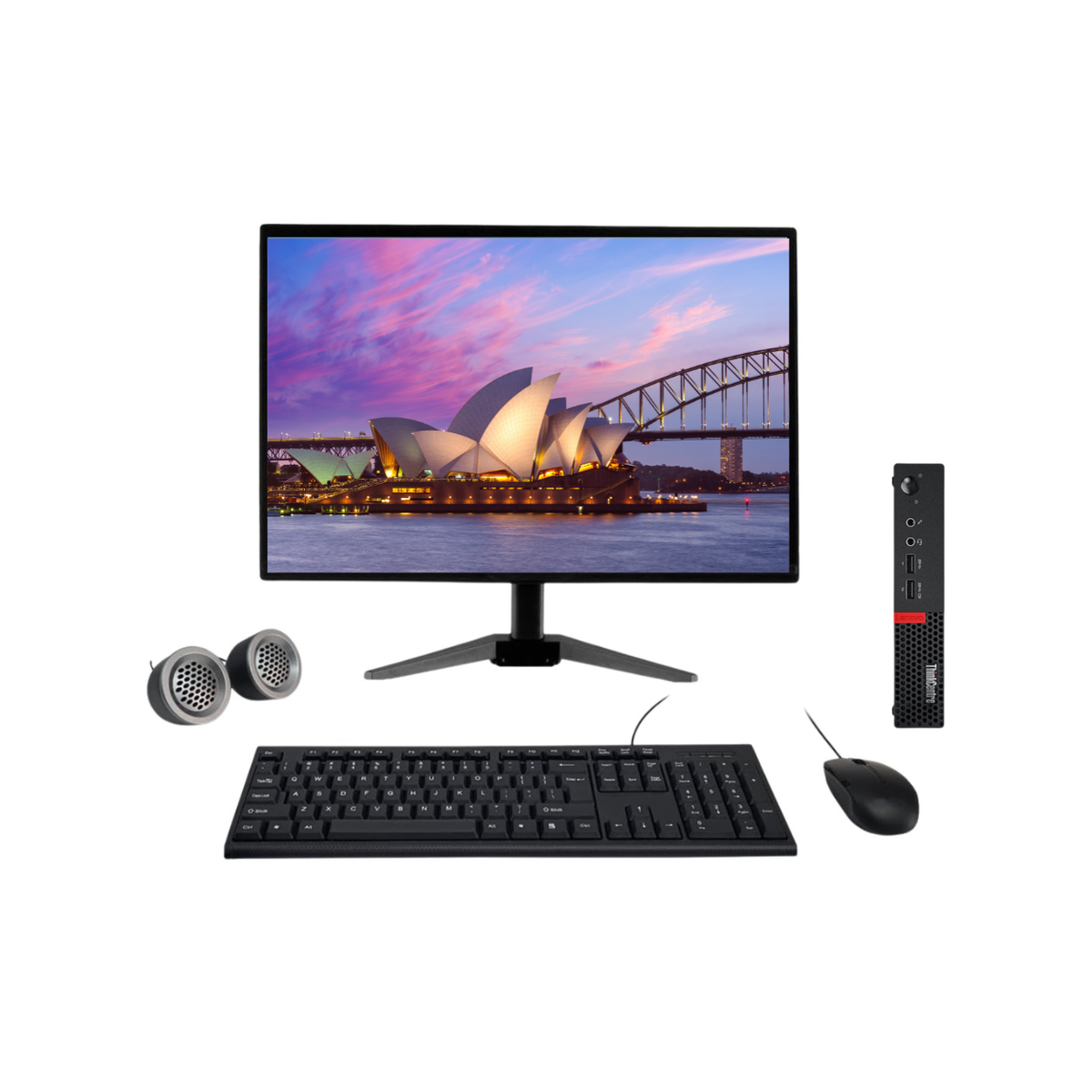 Lenovo ThinkCentre M910 Tiny All-in-One Desktop Computer Set | Intel i5-6th Gen | 19" HD Monitor | Win 11 Pro | Refurbished