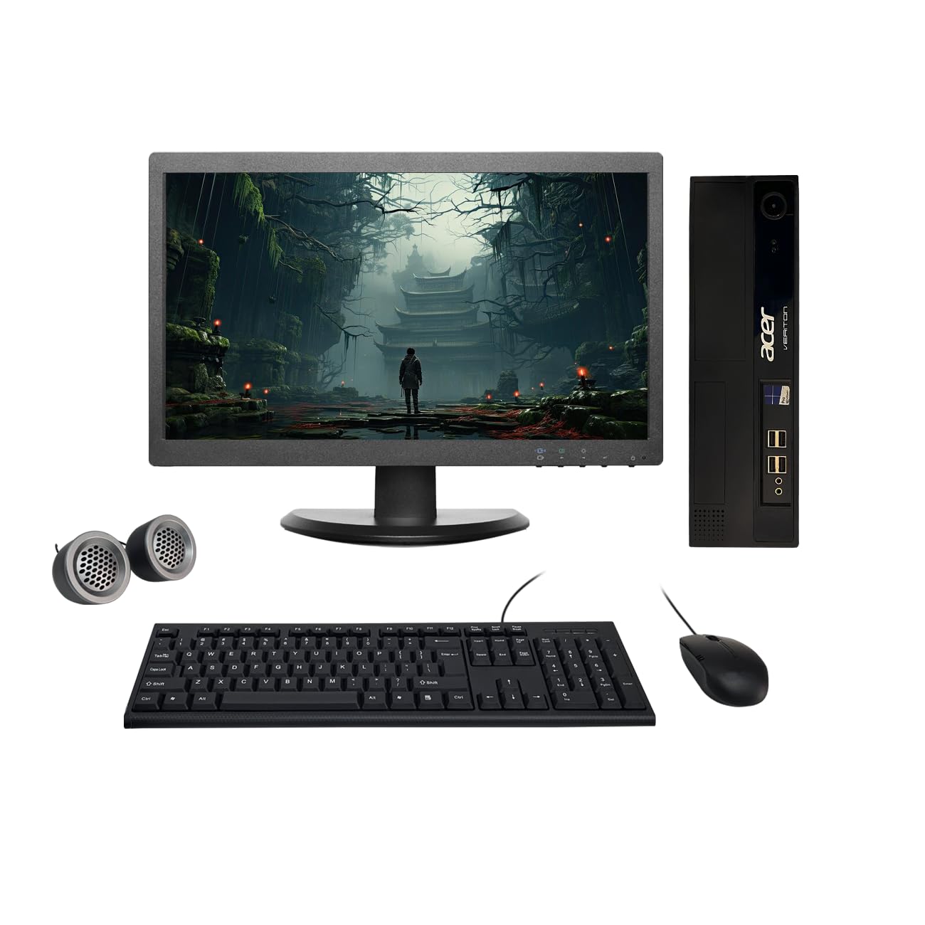 Refurbished Acer Veriton 19" HD All-in-One Desktop Computer Set | i3-4th Gen | 19" HD LED Monitor| Wired KB & Mouse | Speakers & WiFi | Windows 10 Pro | MS Office - Newjaisa