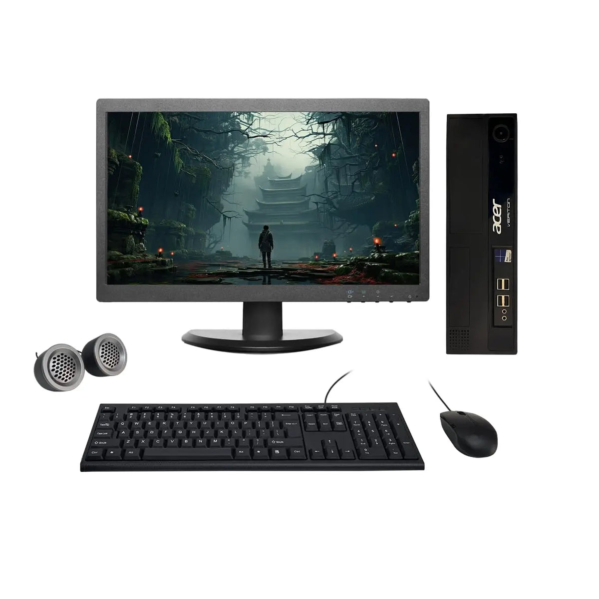 Refurbished Acer Veriton 19" HD All-in-One Desktop Computer Set | i3-4th Gen | 19" HD LED Monitor| Wired KB & Mouse | Speakers & WiFi | Windows 10 Pro | MS Office - Newjaisa