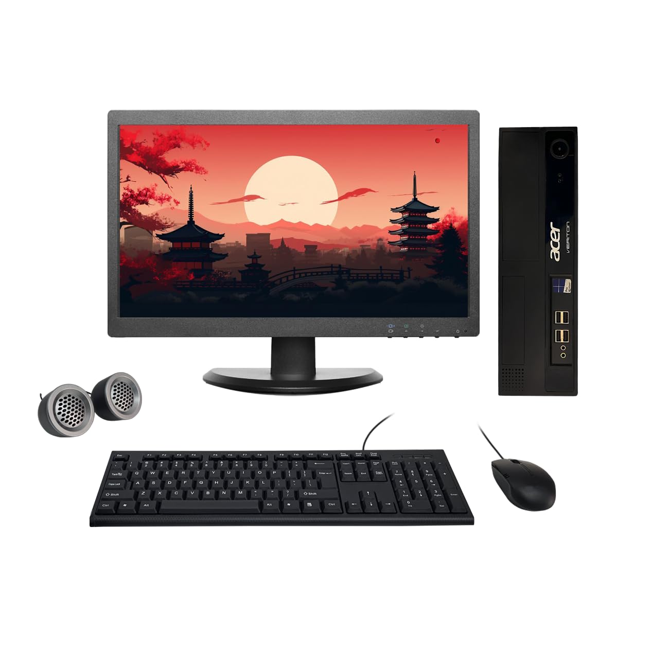 Refurbished Acer Veriton 19" HD All-in-One Desktop Computer Set | i3-3rd Gen | 19" HD LED Monitor| Wired KB & Mouse| Speakers| WiFi| Windows 10 Pro | MS Office - Newjaisa
