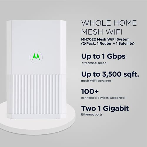Motorola Powerful Tri-Band AC2200 WiFi Mesh System (MH7022) with Qualcomm Quad-Core Processor - Newjaisa