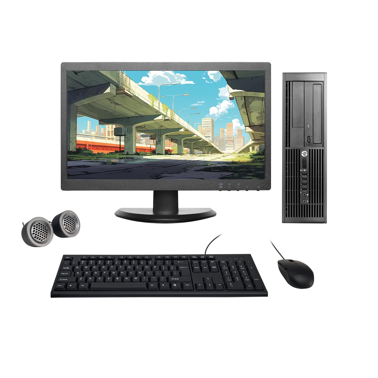 Reburbished HP Compaq 19" HD All-in-One Desktop Computer Set | i5-2nd Gen | 19" HD LED Monitor | Wired KB & Mouse | Speakers | WiFi | Windows 10 Pro | MS Office - Newjaisa