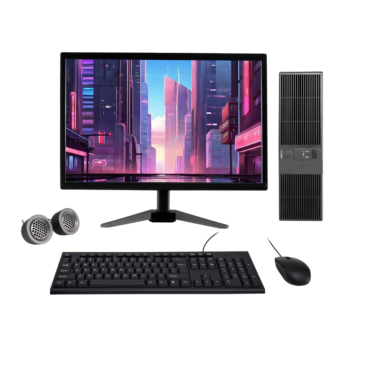 Refurbished HP Compaq 19" HD All-in-One Desktop Computer Set | Intel Core i3 2nd Gen | 19" HD LED Monitor | Wired KB & Mouse | Speakers| Wi-Fi | Windows 10 Pro | MS Office - Newjaisa