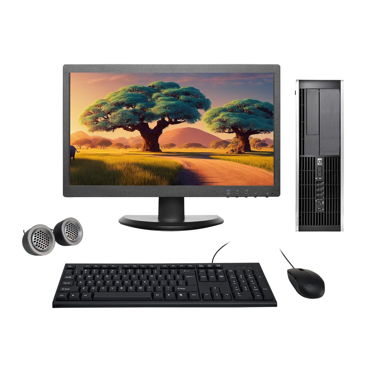 Refurbished HP Compaq All-in-One Desktop Computer Set | Intel i5 3rd Gen | 19" HD LED Monitor | Wired KB & Mouse | Speakers | Wi-Fi | Windows 10 Pro | MS Office - Newjaisa