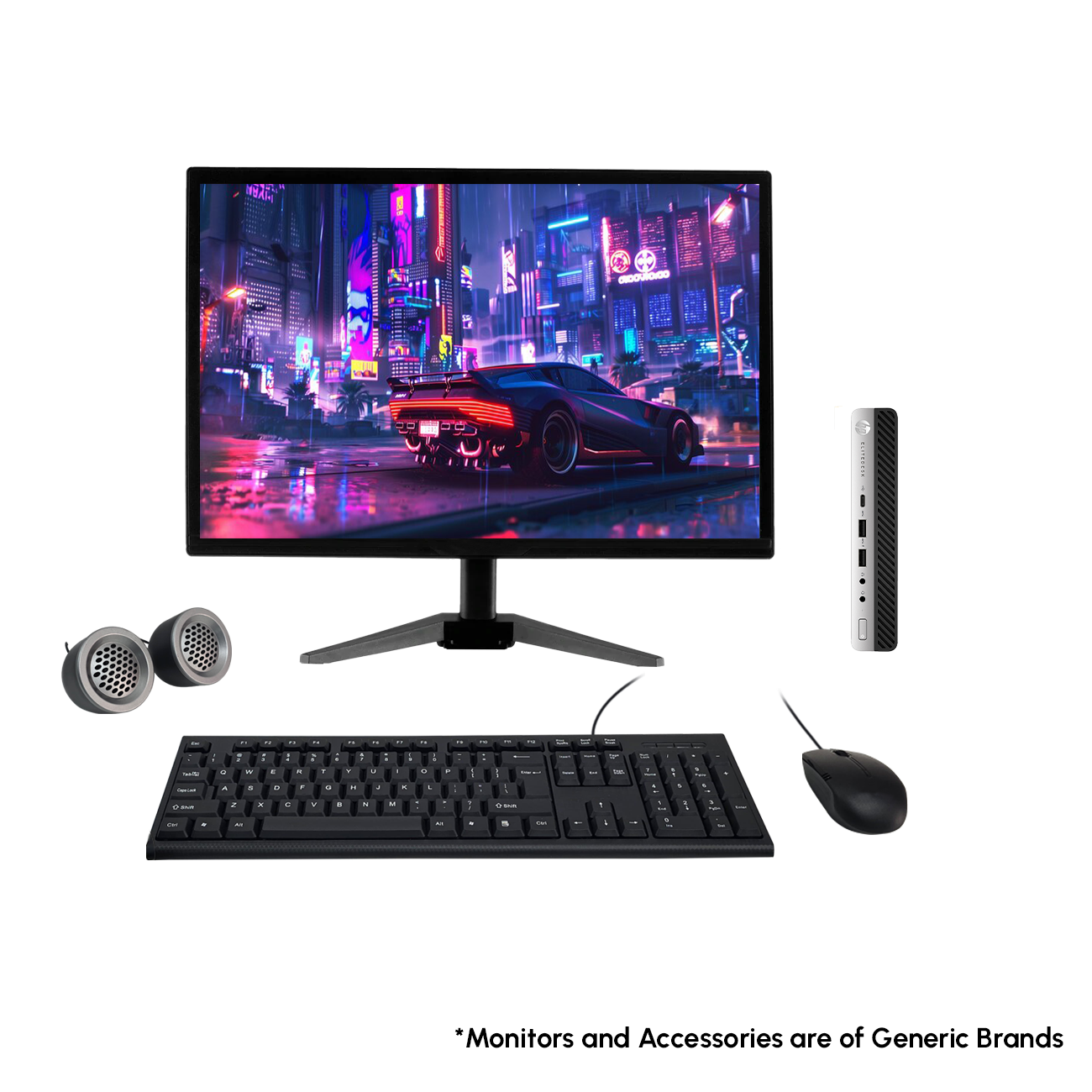 HP EliteDesk 800 G5 19" HD All-in-One Desktop Computer Set | i5-9th Gen | 19" HD LED Monitor| Wired KB & Mouse| Speakers| WiFi| Windows 11 | MS Office - Newjaisa