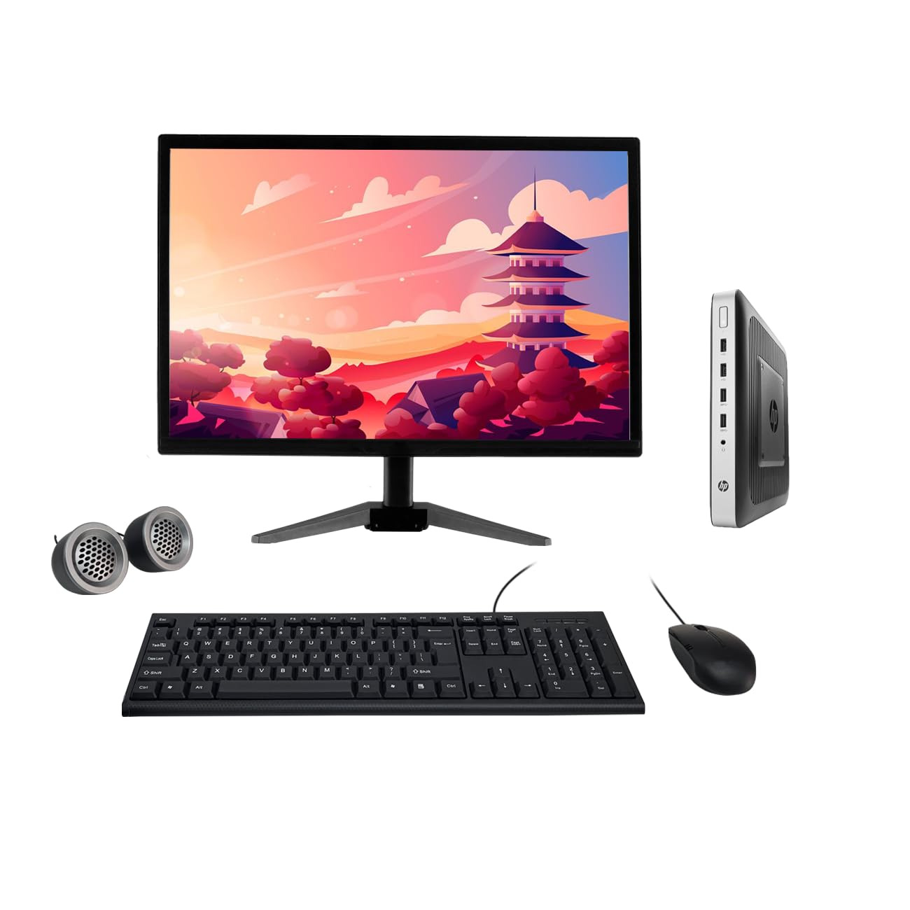 Refurbished HP T630 All-in-One Desktop Computer Set | 19" HD LED Monitor | AMD GX 420GI | Wireless KB & Mouse| Speakers| Wi-Fi | Windows 10 Pro| MS Office - Newjaisa