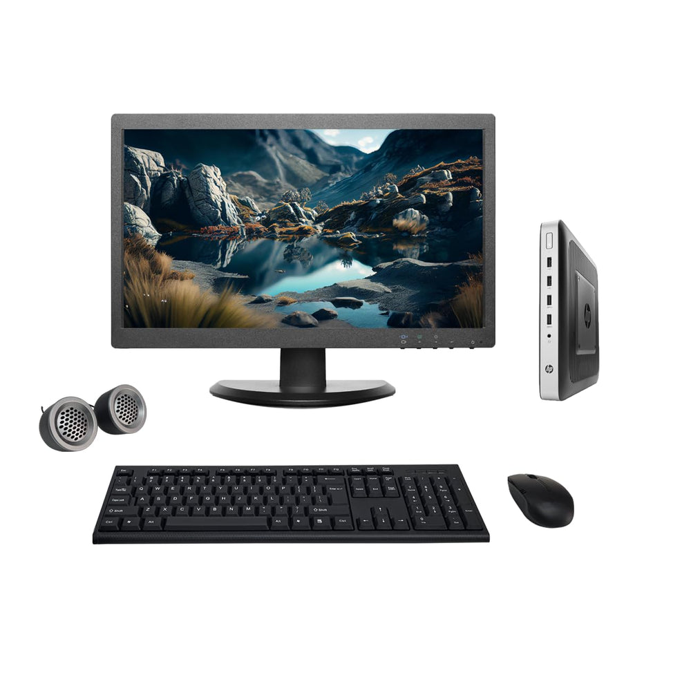 HP T630 All-in-One Desktop Computer Set | 19" HD LED Monitor | AMD GX 420GI | Wireless KB & Mouse| Speakers| Wi-Fi | Windows 10 Pro| MS Office