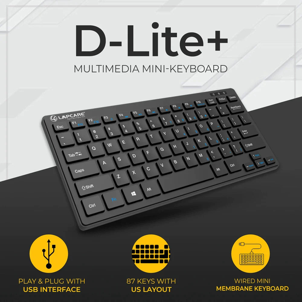 D-Lite - Blk 87 Key Mini Multimedia Keyboard - Newjaisa