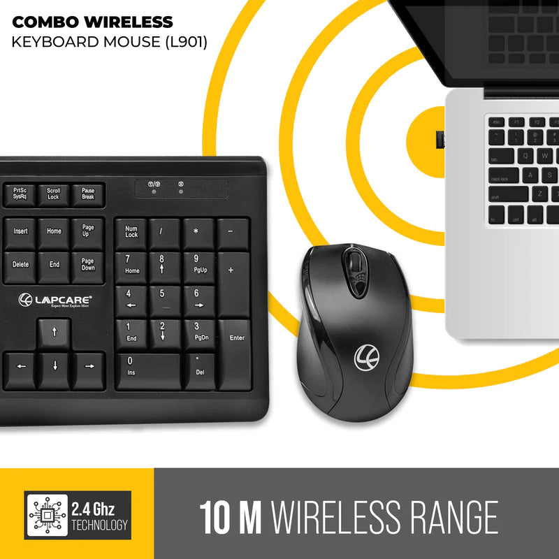 Wireless Combo 104 Key Keyboard + Mouse 1200dpi - non Multimedia - Newjaisa