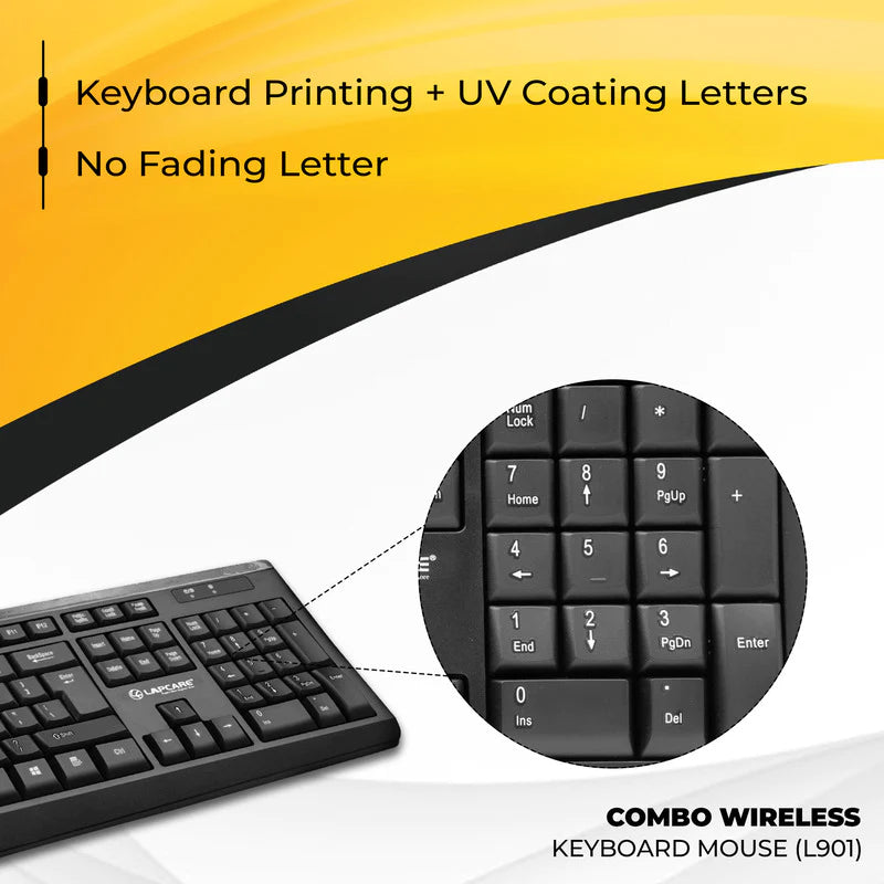 Wireless Combo 104 Key Keyboard + Mouse 1200dpi - non Multimedia - Newjaisa