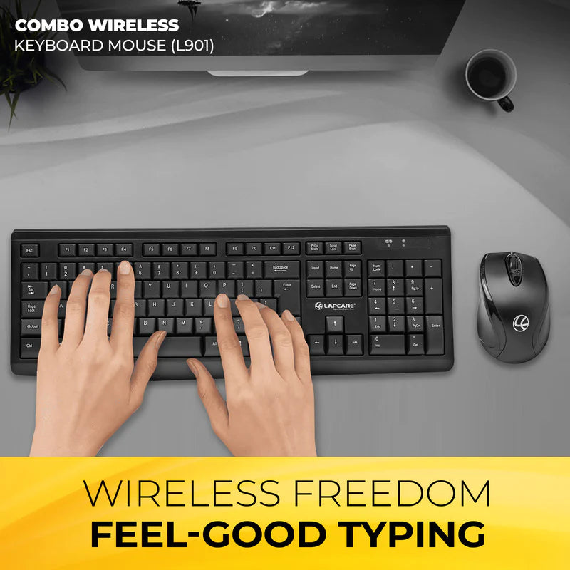 Wireless Combo 104 Key Keyboard + Mouse 1200dpi - non Multimedia - Newjaisa
