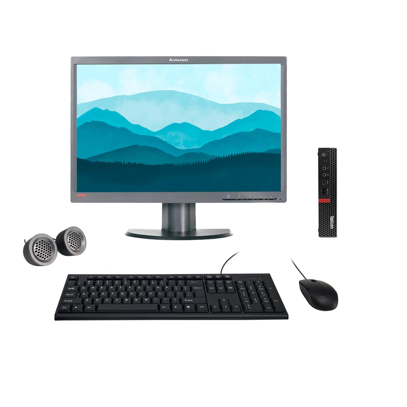 Refurbished Lenevo ThinkCentre All-in-One Desktop Computer Set | Intel i5 8th Gen | 19" HD LED Monitor | KB & Mouse| Speakers | Wi-Fi | Windows 11 - Newjaisa
