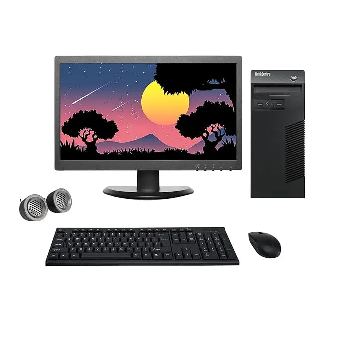 Refurbished Lenovo ThinkCentre 19" HD All-in-One Desktop Computer Set| Intel i5 4th Gen | 19" HD LED Monitor | Wireless KB & Mouse| Speakers | Wi-Fi | Windows 10 Pro - Newjaisa