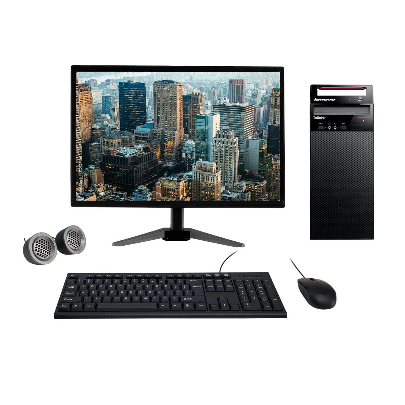 Refurbished Lenovo ThinkCentre All-in-One Desktop Computer Set | 19" HD LED Monitor | Intel i3 4th Gen | Wired KB & Mouse | Speakers| Wi-Fi | Windows 10 | MS Office - Newjaisa