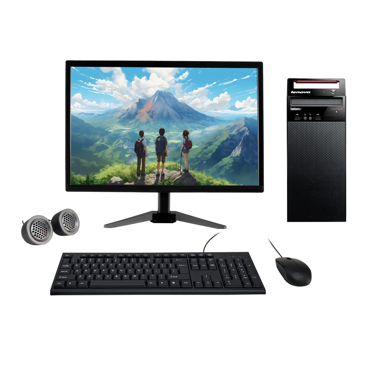 Refurbished Lenovo ThinkCentre 19" HD All-in-One Desktop Computer Set | Intel Core i3 3rd Gen | 19" HD LED Monitor | Wired KB & Mouse | Speakers| Wi-Fi | Windows 10 | MS Office - Newjaisa