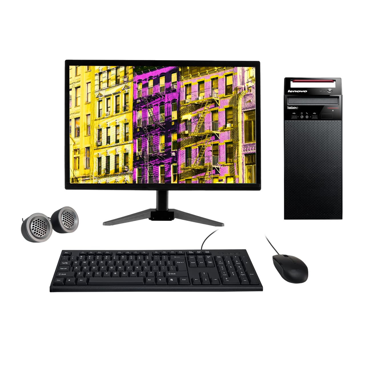 Refurbished Lenovo ThinkCentre 19" HD All-in-One Desktop Computer Set | Intel Core i5 3rd Gen | 19" HD LED Monitor | Wired KB & Mouse | Speakers| Wi-Fi | Windows 10 | MS Office - Newjaisa