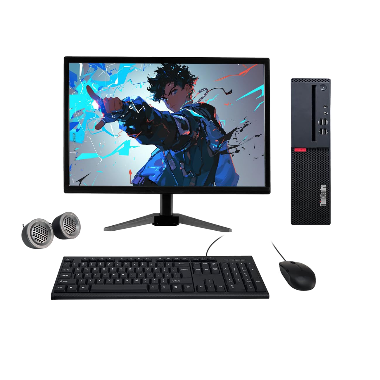 Refurbished Lenovo ThinkCentre  All-in-One Desktop Computer Set | 19" HD LED Monitor | AMD Ryzen 5 | Wired KB & Mouse | Speakers| Wi-Fi | Windows 10 | MS Office - Newjaisa