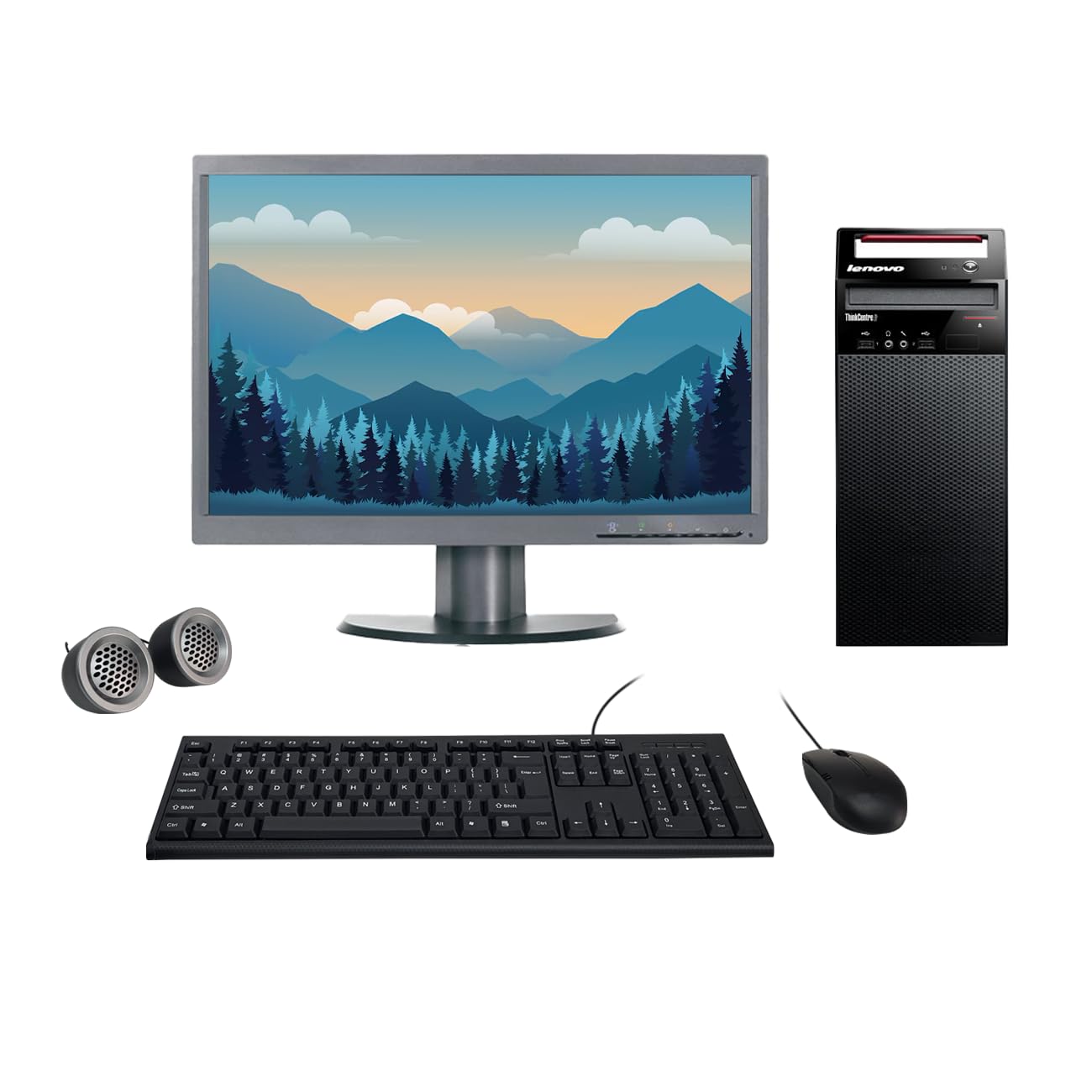 Refurbished Lenovo ThinkCentre  All-in-One Desktop Computer Set | Intel Core i3 3rd Gen | 22" HD LED Monitor | KB & Mouse | Speakers| Wi-Fi | Windows 10 | MS Office - Newjaisa