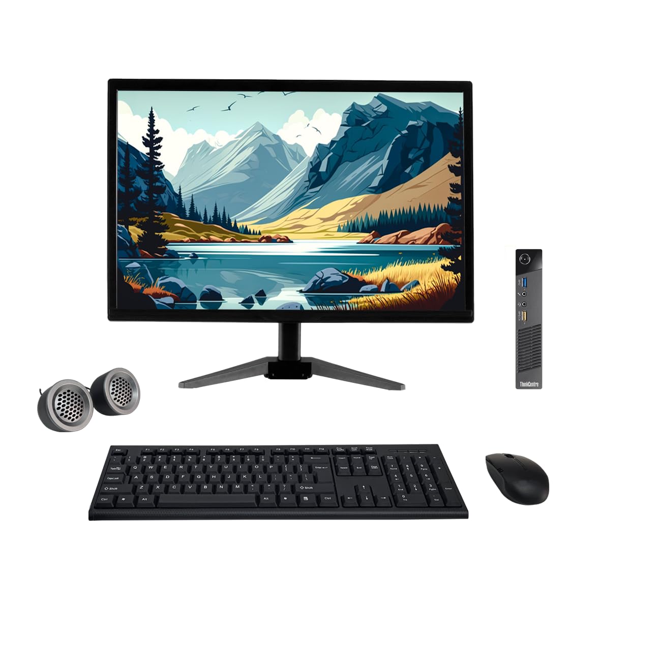 Refurbished Lenovo ThinkCentre Full Set | i5-4th | Mini CPU | 19" Monitor | Win 10 Pro - Newjaisa
